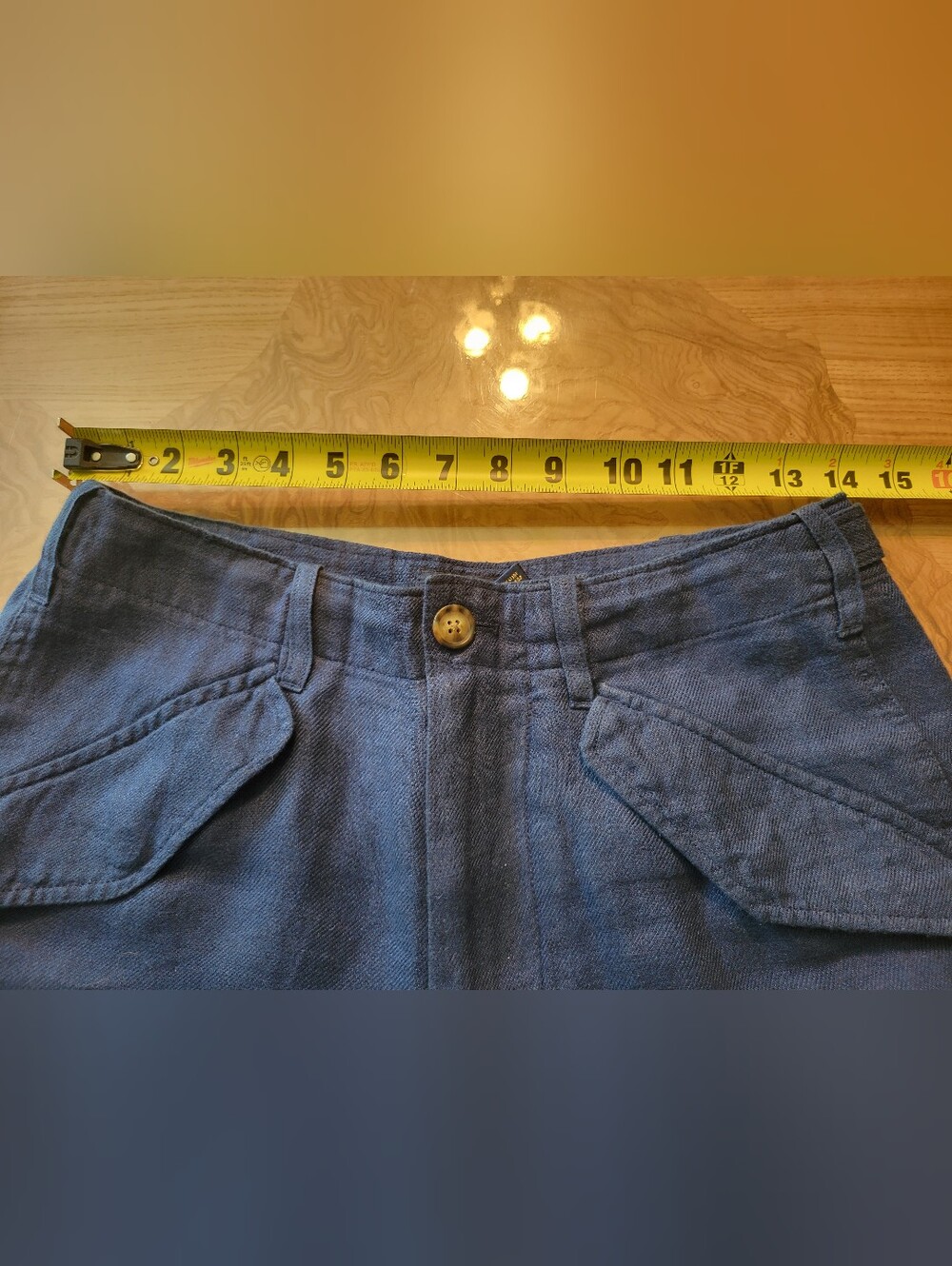 Ralph Lauren 100% Linen Deep Navy Cropped Cargo Pants with Drawstring Cuffs - Picture 8 of 10